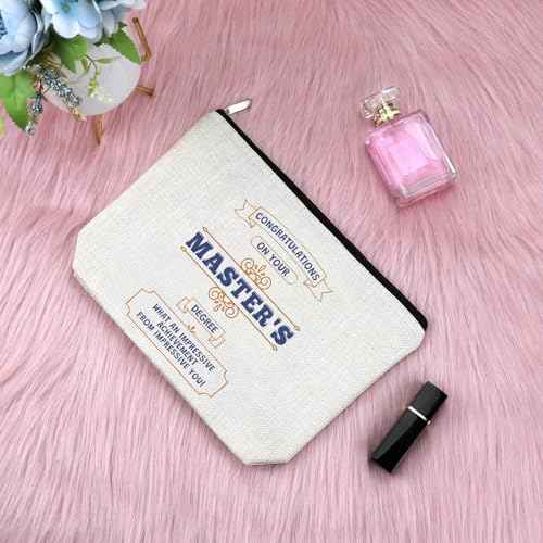 Sfodiary Masters Degree Graduation Gift Masters Degree Makeup Bag College University Graduation Gifts for Daughter Her Nurse Niece Friends Cosmetic Bag Zipper Travel Toiletry Pouch