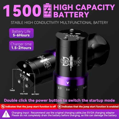 Tattoo Gun Wireless Tattoo Machine Multi-function Tattoo Pen with Smart Display 7 Strokes Length for Tattoo Artists