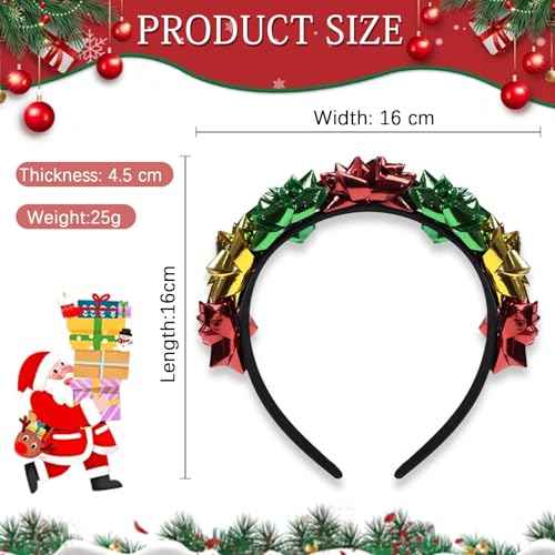 Christmas Headbands for Women with Green Red Yellow Flower Designs Xmas Headband Knotted Hairband Cute Hair Accessories 1Pcs