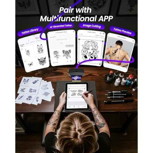 TATTMUSE 2025 New Series TP32 Tattoo Stencil Printer, Mini Tattoo Printer with 30 Pcs Transfer Paper, Stencil Printers for Tattooing, Tattoo Machine for Artists & Beginners