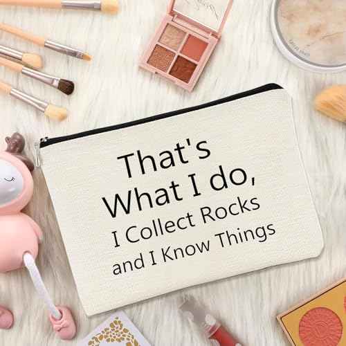 Geology Makeup Bag Rock Collecting Bag for Women Zipper Pouch Rock Lover Gifts for Geologist & Geology Teacher Rock Collectors Bag