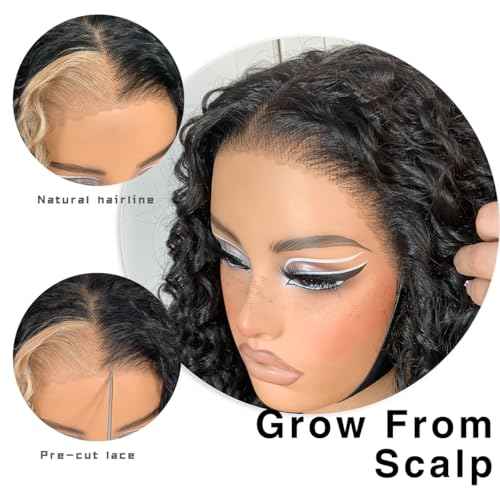 13x6 Skunk Stripe Curly Wig Wear And Go Glueless Wig Pre-Plucked Synthetic Lace Front Wig Pre-Cut Afro Kinky Layred Wig With Natural Hairline 18 Inch
