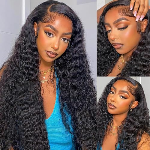 Deep Wave Human Hair Bundles 12 14 16 Inch 100% Unprocessed Short Brazilian Curly Bundles Human Hair Natural Black Color for Women