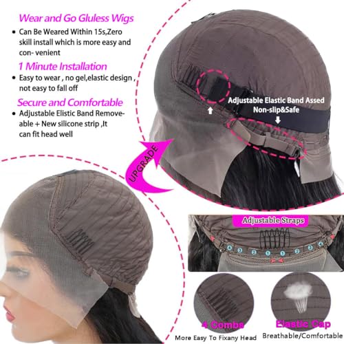 Holiden 200% Density 20 Inch Short Bob Wig Human Hair 13x4 HD Lace Front Wigs Straight Bob Lace Front Wigs Glueless (13x6 Body Wave Natural Black, 20 Inch)