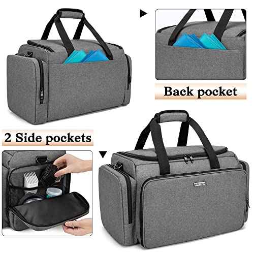 BAFASO Large Capacity Hairdresser Bag with Adjustable Dividers, Travel Barber Case Holds Various Hair Cutting Tools (NO ACCESSORIES), Gray