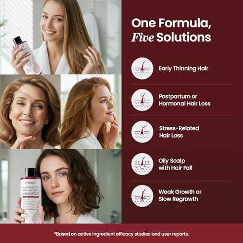 Onion & Biotin Hair Growth Shampoo: Infused With Natural Rosemary Tea Tree Oil Anti Hair Loss Shampoo - Scalp Smooths Thickening Formula Support Hair Regrowth For Women Men (12.5 Fl Oz)