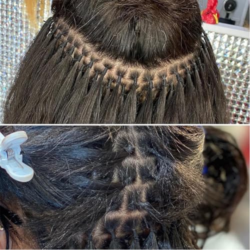 Water Wave I Tip Human Hair Extension Pre Bonded Raw I Tip Keratin Fushion Hair Natural Wavy Curly 100g/100 strand 24inch Microlink Beads I Tip Hair Extensions
