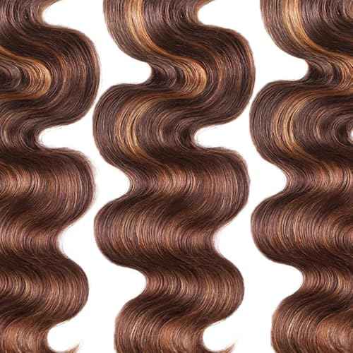 Ombre Brown Body Wave Bundles P430 Human Hair Bundles 16 18 20 inch LadrXadr #4 Body Wave Human Hair Bundle 3 Tone
