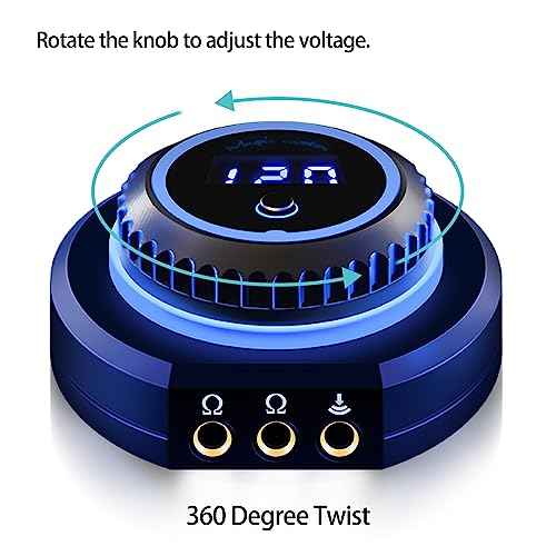 Magic Creator 3 Tattoo Power Supply 1.5-12v for Coil & Rotary Tattoo Machine, Dual Output Rotatable Knob LED Display Anti-Slip Base Professional Tattoo Power Supply Box for Tattooing Permanent Makeup