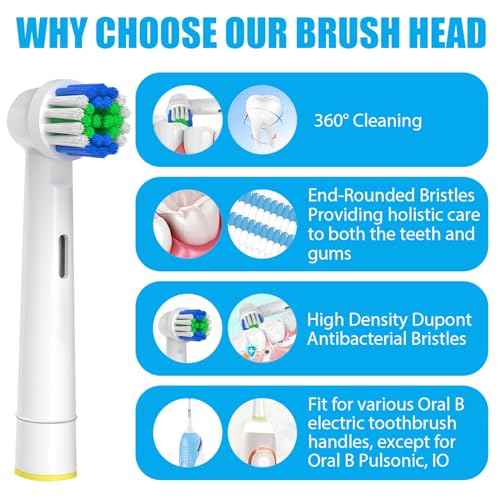 Replacement Toothbrush Heads Compatible with Oral B Braun, 12 Pcs Professional Electric Toothbrush Brush Heads Compatible with Oral B Replacement Heads Refill 7000/Pro 1000/9600/500/3000
