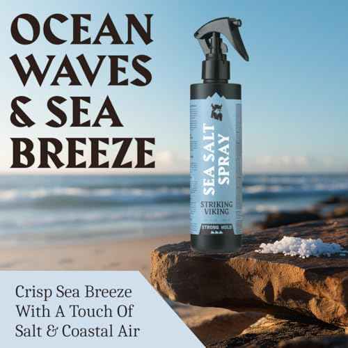 Striking Viking Sea Salt Spray for Men - Strong Hold, 6.76 Fl Oz, Blue Ocean Scent - Volumizing Hair Spray for Men - Texturizing & Curl Enhancing - Paraben Free