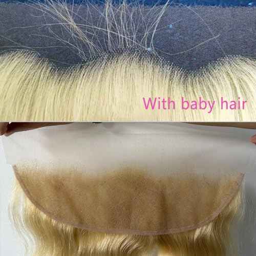 613 Frontal Closure Blonde Lace Body Wave 613 Frontal Only 180% Density 12A Brazilian Virgin Remy Hair Free Part Ear To Ear Hd Transparent 613 Lace Closure 18 Inch