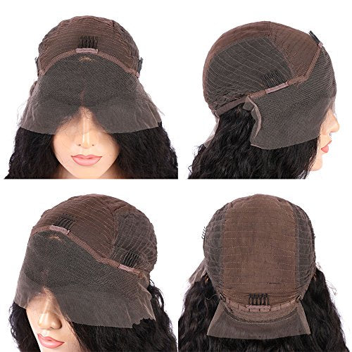Short Deep Curly Human Hair Lace Front Wigs with Baby Hair Pre Plucked Natural Hairline Brazilian Hair Bob Wigs for Women (10 Inch, Lace Front Wig)