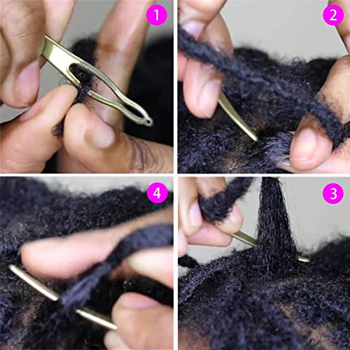 WILLBOND 5 Pcs Dreadlock Interlocking Tool for Locs with Metal Box Sisterlock Retighten Tool for Dreadlocks Interlocks Crochet Braiding Hair Tightening Maintaining Extensions Accessory£¨Gold£©