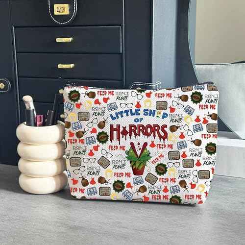 WCGXKO Horror Lover Gift Scary Movie Gift Little Shop Movie Makeup Bag Scary Lover Gift