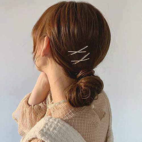 9 Pieces X Shaped Crystal Hair Pins Rhinestone Bobby Pin Metal Shiny Hair Clip Sparkly Hair Decorations Barrettes Hair Accessories for Women Girls
