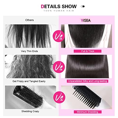 YISEA Body Wave 3 Bundles with Closure(12 14 16+10) 100% Unprocessed Brazilian Body Wave Human Hair Bundles with 4X4 Lace Closure Free Part Natural Color