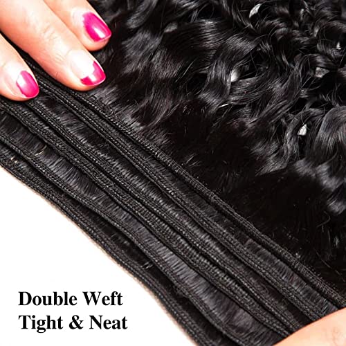 Water Wave Human Hair 3 Bundles (14 16 18 Inch) Brazilian Virgin Water Curly Bundles 100% Unprocessed Human Hair Weave Remy Hair Weft for Black Women Natural Color