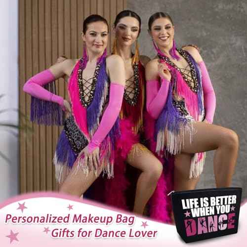 Dancer Gifts for Women Dance Bag Dance Makeup Bag Ballet Teacher Gift for Dancers Ballerina Travel Toiletry Zipper Pouch Dancer Cosmetic Pouch Recital Gifts Dancing Competition Must Haves