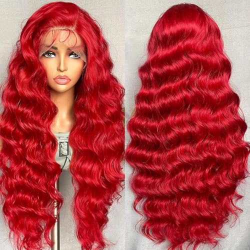 Red Wig 13x6 Lace Front Wigs Human Hair 22 Inch Body Wave Lace Front Wigs Human Hair Red 200 Density HD Colored Body Wave Frontal Wigs