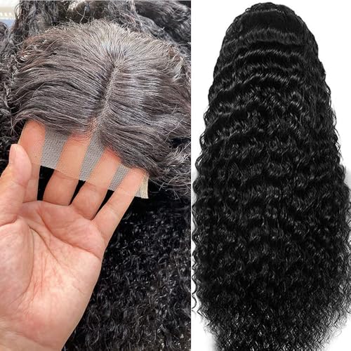 32 Inch Wig Human Hair Deep Wave Wig Natural Black 4x4 Lace Wig Human Hair 200% Density Wet and Wavy Lace Fronral Wig with Baby Hair Pre Plucked For Black Women
