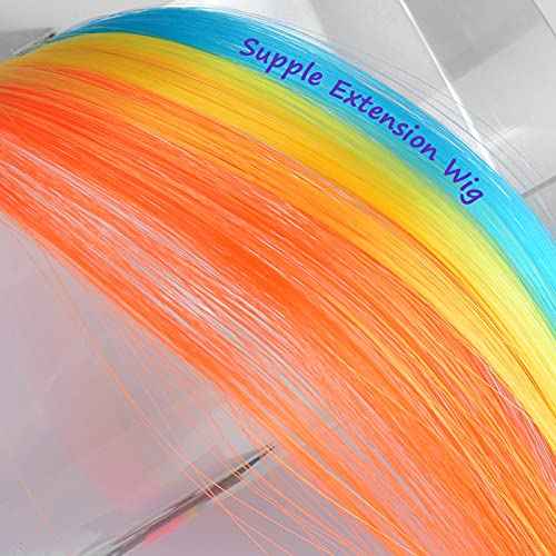 Little World Hair Clips for Girls, 6 Pcs Rainbow Hair Extensions, Unicorn Hair Clips for Girls Toddler Kids Ponytails, Hand-made Cute Glitter Hair Accessories