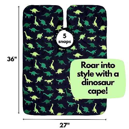 Kids Barber Cape For Boys Hair Cutting at Home, Salon or Barber Shop, Kids Hair Cutting Cape for Boys and Toddlers, Adjustable Neck with Plastic Snaps, Dinosaur