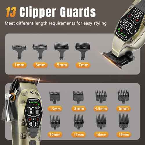 Hair Clippers for Men Professiona,3 in 1 T-Blade Barber Clippers and Trimmers Set for Barber kit, Mens Cordless Hair Clippers, Beard Trimmer for Men