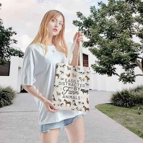 WCGXKO Dairy Farm Gift: Animal Lover Canvas Shopping Bag Tote