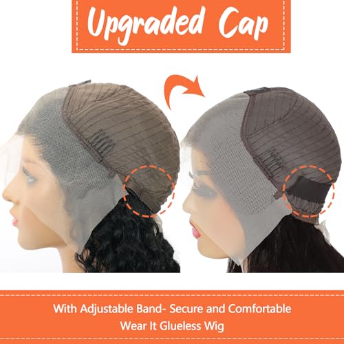 14 Inch Short Bob Wig Human Hair Wigs For Black Women 13x4 Glueless Lace Front Wigs Pre Plucked Transparent HD Brazilian Body Wave Lace Frontal Wigs Loose Wavy Human Hair Wig