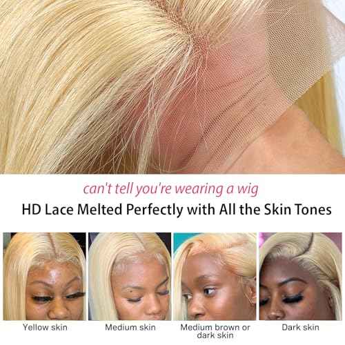 Licoville 8 Inch 613 Blonde Bob Wig Human Hair 13x4 Lace Front Wigs for Black Women Pre Plucked 180% Density HD Bob Wig