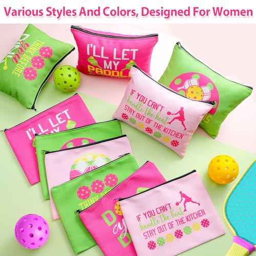 Paterr 12 Pieces Dink Ball Makeup Bags Sports Cosmetic Bag Funny Travel Organizer Zipper Pouch Dink Ball Lovers Gifts Christmas Gifts for Women Girls(Fashion Style)