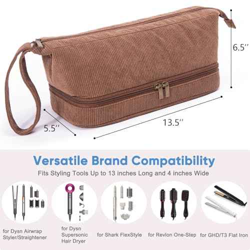Hair Dryer Case, Double-Layer Hair Tools Travel Carrying Case for Shark FlexStyle/SmoothStyle with Hair Dryer Bag - Hair Air Wrap Dryer Case Flat Curling Iron Travel Organizer