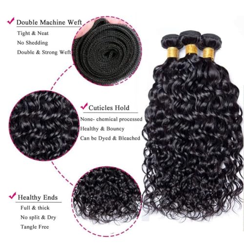 16 16 16 Inch Water Wave Bundles Human Hair 100% Unprocessed Curly Brazilian Virgin Hair Wet And Wavy 3 Bundles Human Hair Natural Black