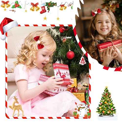 Beleki Christmas Hair Clips for Girls 2PCS Glitter Antler Hair Clip Grosgrain Hair Bows Hairpins Women Hair Accessories Christmas Gift for Girls Kids