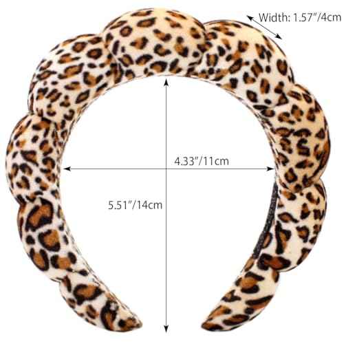 Spa Headbands Puffy Makeup Skincare Headbands for Washing Face or Facial, Terry Cloth Fabric Hairbands for Makeup Removal Shower Skin Treatment(Leopard)