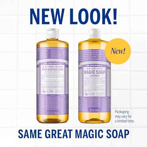 Dr. Bronner¡¯s Pure-Castile Magic Liquid Soap - Made with Regenerative Organic Certified Oils - 18-in-1 Uses for Face, Body, Hand, Hair- Gentle on Sensitive Skin - All Natural Body Wash- Lavender, 32oz