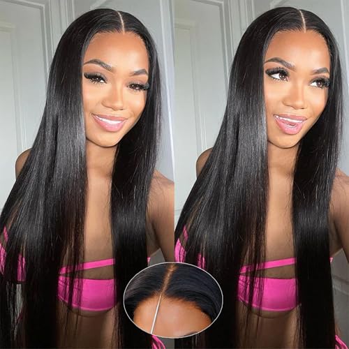 Amella Wear and Go Glueless Wigs Human Hair Pre Plucked Pre Cut 16 Inch 200% Density 13x4 Hd Lace Closure Wigs Human Hair Glueless Wigs for Black Women Glueless Pre Cut Pre Plucked Bleached Knots Wig