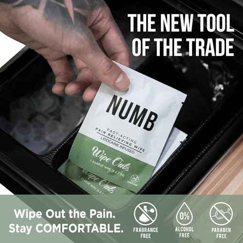 Wipe Outz NUMB Lidocaine Wipes - 3% Lidocaine Infused Tattoo Numbing Wipes - 8" x 7" (XL) Numbing & Cleansing Wipe for During and Tattoo Aftercare, Minor Cuts, Burns, Sunburns & Bug Bites (5 Pack)