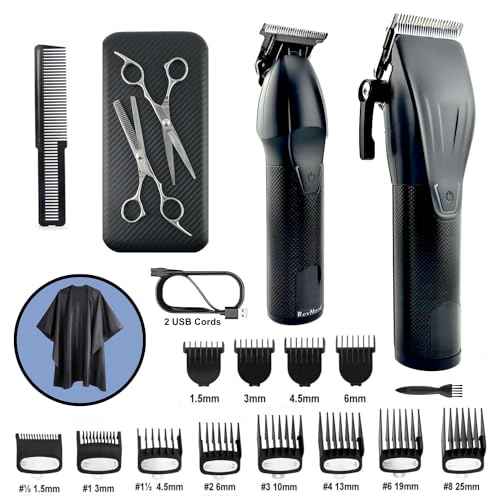 Multi-Speed Clipper Set, Gear Shifting, 20-Piece Grooming Kit for Men, T-Blade Plus King Clipper, Rechargeable Hair Trimmers, Metal Grip, Carbon Steel Blades, All-in-one Barber Set