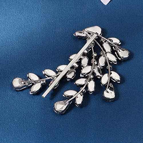 Sither Bridal Crystal Barrette for Wedding Women Crystal Hair Clip Silver Headpiece for Prom Halloween Party Hair Accessories Christmas Gift