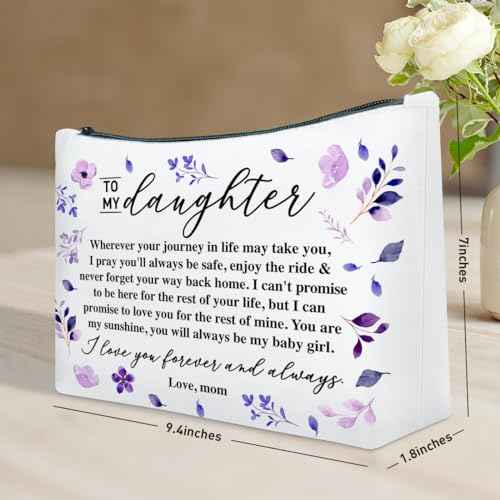 Daughter Gift from Mom, Christmas, Birthday, Graduation Gift for Daughter from Mother Makeup Bag, You Are My Sunshine