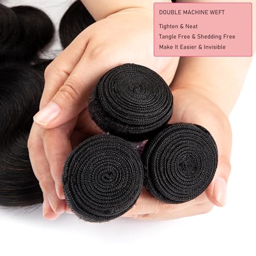 12A Human Hair Bundle 22 22 22 Inch Body Wave Bundles Human Hair 100% Unprocessed Brazilian Virgin Quick Weave 3 Bundles Real Natural Black Wavy Human Hair Extensions