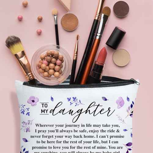 Daughter Gift from Mom, Christmas, Birthday, Graduation Gift for Daughter from Mother Makeup Bag, You Are My Sunshine