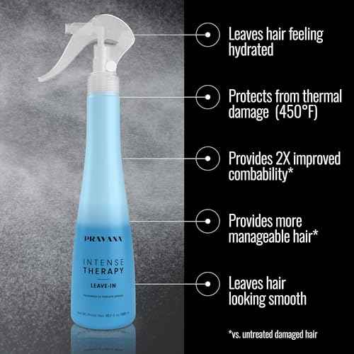 PRAVANA Intense Therapy Leave-In Conditioner Spray Treatment & Detangler | Instantly Detangles & Hydrates | Equalizes Hair Porosity | For All Hair Types | Strengthens & Softens Hair