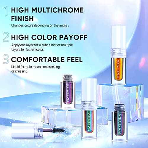 MAKI YIKA Glitter Eyeshadow Purple Liquid Multichrome Eyeshadows Long Lasting Metallic Chameleon Eye Shadow Holographic Eye Topper Glitters (#1 Twilight)