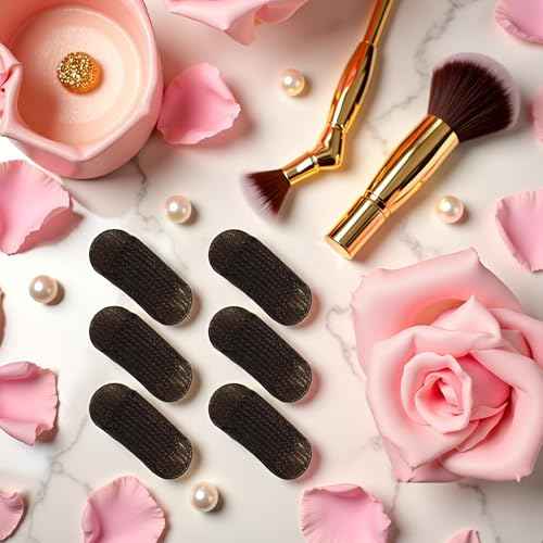 6 Pcs Brown Sponge Volume Hair Bases Volume Inserts Hair Clip Fluffy Cushion Bump It up Piece Hair Styling Pad for Women Girls Clips and Barrettes Accessories