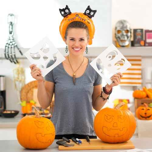 60 Pieces Halloween Inflatable Headband Cute Cartoon Balloons Hats Hair Hoops with Pattern Halloween Party Favors Photo Props