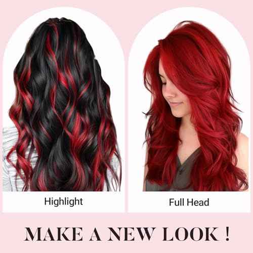 MAXITA Tape in Hair Extensions Human Hair Red Hair Extensions Tape ins, 10pcs 30g 22 Inch Colored Party Highlight Tape in Extensions Straight Soft Real Human Hair Extension