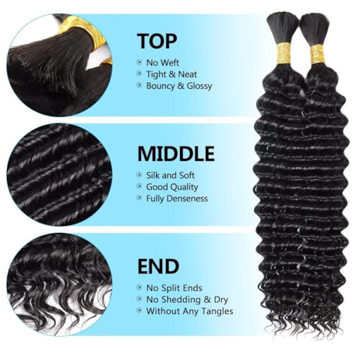 160g 5 Bundles 99j Red Burgundy Human Braiding Hair 16 Inch Deep Water Wave Bulk Human Hair for Braiding No Weft 12A Brazilian Virgin Curly Human Hair Extensions for Boho Braids